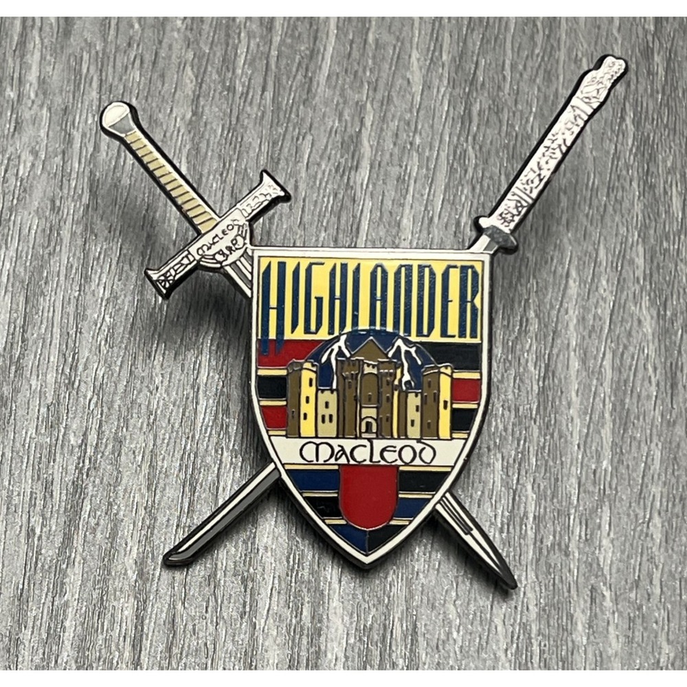 Highlander MacLeod Clan Castle Swords Enamel Pin Collectible Movie Franchise